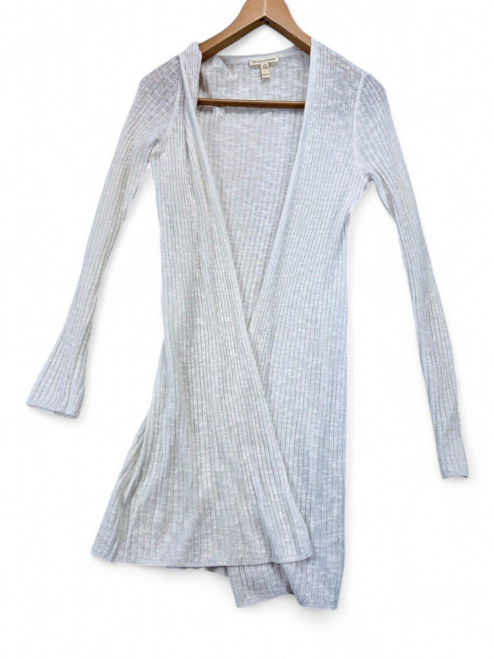 Eileen Fisher Cotton-Linen Ribbed Long Cardigan XXS